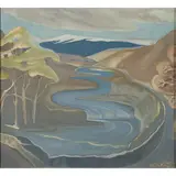 Cecile Walton, River in the hills, Galloway, oil on board