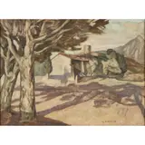 Farm buildings South of France by William Crozier, oil on canvas, sold Dec 2019