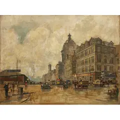 Robert Eadie, Broomielaw, oil on canvas, unframed