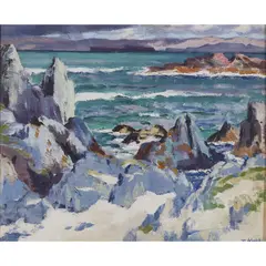 Francis Cadell, CATHEDRAL ROCK, IONA - THE STORM, oil on board