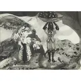 Anne Redpath, Still life with figurine, black and white watercolour