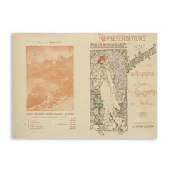 REPRÉSENTATIONS DE MME SARAH BERNHARDT ET DE SA COMPAGNIE DU THÉÂTRE DE LA RENAISSANCE DE PARIS TOURING PROGRAMME by Alphonse Mucha, lithograph in colours, condition A-, sold Jun 2026