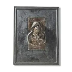 Constantin Meunier, TÊTE DE PUDDLER RELIEF PANEL, patinated bronze