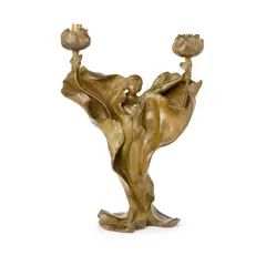 Mars Vallett, TWIN-BRANCH FIGURAL CANDELABRA, patinated bronze