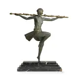 Pierre le Faguays, DANCER WITH THYRSUS, patinated and gilt bronze, marble