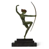 Marcel Bouraine, DIANA, patinated bronze, marble base