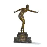 Demetre H. Chiparus, PHOENICIAN DANCER, patinated and cold-painted bronze, marble base