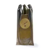Anton Puchegger, NOUS PORTONS BONHEUR TIMEPIECE, patinated and cold-painted bronze, gilt metal dial, and key