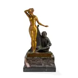 Theodor Karl Eichler, THE SLAVE, CIRCA 1910, patinated and gilt bronze, marble
