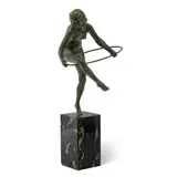 Aurore Onu, HOOP DANCER, patinated bronze, marble base