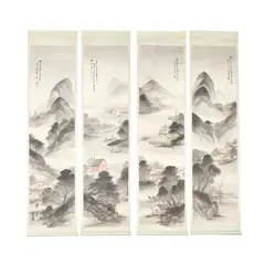 Wu Shixian, SET OF FOUR CHINESE INK PAINTINGS OF LANDSCAPE, DATED 1906, each ink and colour on paper