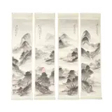 Wu Shixian, SET OF FOUR CHINESE INK PAINTINGS OF LANDSCAPE, DATED 1906, each ink and colour on paper