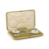Archibald Knox, CASED PAIR OF SPOONS, 1903, enamel