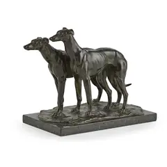 William Reid Dick, 'TWO GREYHOUNDS', 1927, bronze, on marble base