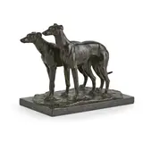 William Reid Dick, 'TWO GREYHOUNDS', 1927, bronze, on marble base