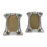 Kate Allen, PAIR OF ART NOUVEAU PHOTO FRAMES, 1902, enamel, glass
