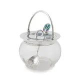 Archibald Knox, 'CYMRIC' JAM POT, COVER AND  SPOON, 1905, glass and enamel