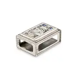 Omar Ramsden, MATCHBOX COVER, 1936, silver and enamel. stamped maker's mark OR