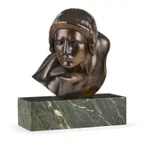 Constant Roux, LA COLÈRE D'ACHILLE, patinated bronze, marble base
