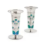 Archibald Knox, PAIR OF 'CYRMIC' VASES, 1905, enamel