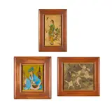 Elyse Ashe Lord, 'KITE FLYER', pencil and mixed media on stained wood, framed, 27cm x 15cm (frame size 38.5cm x 26cm)