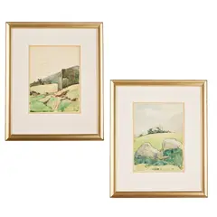 Ernest Archibald Taylor, HIGH CORRIE, ARRAN, pen and ink, watercolour, unsigned, 27cm x 20cm (frame size 47cm x 39cm)