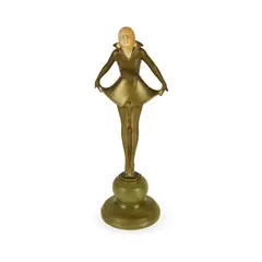 ART DECO FIGURE, CIRCA 1925 by Josef Lorenzl, bronze and ivory, on onyx base, sold Oct 2025