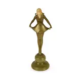 Josef Lorenzl, ART DECO FIGURE, CIRCA 1925, bronze and ivory, on onyx base