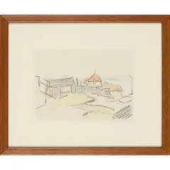 Ernest Archibald Taylor, LANDSCAPE WITH CHURCH, mixed media on paper