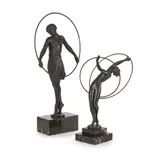 'GIRL WITH HOOPS', CIRCA 1925 by Pierre le Faguays, patinated bronze, marble, sold Oct 2025