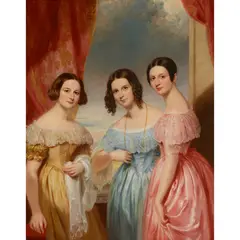 George Clint, THE THREE HARVEY SISTERS, oil on canvas