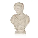 William Couper, CLASSICAL MAIDEN, white marble, on shaped platform base