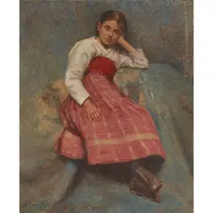 Charles de Vaux, RESTING GIRL, oil on canvas