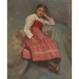 Charles de Vaux, RESTING GIRL, oil on canvas