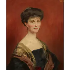 Adolph Pirsch, HALF LENGTH PORTRAIT OF THE COMTESSE DE VAUX (NÉE JEANNE-MARIE-JOSEPHINE GHISLAINE, BARONNE SNOY) (1878-1955), oil on canvas