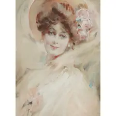 Ruth Garnett, PORTRAIT OF AN ELEGANT YOUNG WOMAN, Mixed media on paper
