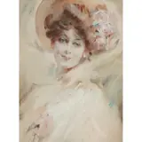 Ruth Garnett, PORTRAIT OF AN ELEGANT YOUNG WOMAN, Mixed media on paper