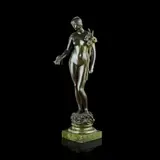 F. W. Pomeroy, WOMAN WITH A SNAKE AND LILIES, bronze, greenish brown patina