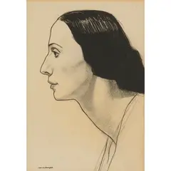 Laura Knight, PORTRAIT OF ANNA PAVLOVA, Indian ink and pencil on paper