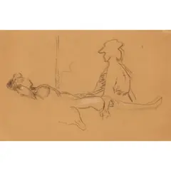 Spencer Gore, THE MODELS, c.1906-8, black chalk heightened with white chalk