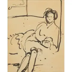 George Leslie Hunter, SEATED WOMAN, Indian ink on paper