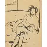 George Leslie Hunter, SEATED WOMAN, Indian ink on paper