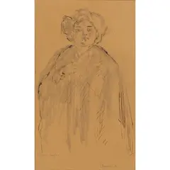 Walter Sickert, ERMINIA, pen & ink and graphite on buff paper