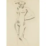 Henri Gaudier-Brzeska, NUDE: STUDY FOR 'THE DANCER', charcoal on paper