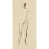 Dora Carrington, STANDING NUDE  (POSSIBLE PORTRAIT OF HENRIETTA BINGHAM), c. 1925, pen & ink on paper