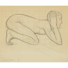 Eric Gill, DESIGN FOR SCULPTURE: ACROBAT II, 1915, pencil on paper, squared for transfer