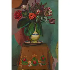 Duncan Grant, STILL LIFE WITH FLOWERS, oil on canvas