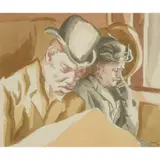 Therese Lessore, IN A RAILWAY CARRIAGE, 1921, watercolour on paper