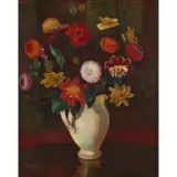 Adrian Allinson, DAHLIAS IN A WHITE JUG, oil on canvas