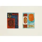 John Piper, TWO STUDIES FOR WATSON HOUSE MURALS, gouache with wax resist on paper with collage elements